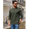 image:imageCOOFANDY Mens Long Sleeve T Shirt Heavyweight Crew Neck TShirt Premium Cotton TeeOlive Green
