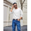 image:imageCOOFANDY Mens Long Sleeve T Shirt Heavyweight Crew Neck TShirt Premium Cotton TeeWhite