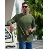 image:imageCOOFANDY Mens Long Sleeve T Shirts Cotton Crew Neck Heavyweight Tee Shirts Color Block Casual Pullover ShirtArmy Green