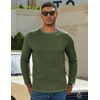 image:imageCOOFANDY Mens Long Sleeve T Shirts Cotton Crew Neck Heavyweight Tee Shirts Color Block Casual Pullover ShirtArmy Green