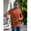 image:imageCOOFANDY Mens Long Sleeve T Shirts Cotton Crew Neck Heavyweight Tee Shirts Color Block Casual Pullover ShirtCaramel
