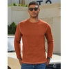 image:imageCOOFANDY Mens Long Sleeve T Shirts Cotton Crew Neck Heavyweight Tee Shirts Color Block Casual Pullover ShirtCaramel