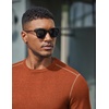 image:imageCOOFANDY Mens Long Sleeve T Shirts Cotton Crew Neck Heavyweight Tee Shirts Color Block Casual Pullover ShirtCaramel