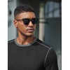 image:imageCOOFANDY Mens Long Sleeve T Shirts Cotton Crew Neck Heavyweight Tee Shirts Color Block Casual Pullover ShirtDark Grey