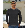 image:imageCOOFANDY Mens Long Sleeve T Shirts Cotton Crew Neck Heavyweight Tee Shirts Color Block Casual Pullover ShirtDark Grey