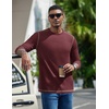 image:imageCOOFANDY Mens Long Sleeve T Shirts Cotton Crew Neck Heavyweight Tee Shirts Color Block Casual Pullover ShirtDark Red