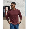 image:imageCOOFANDY Mens Long Sleeve T Shirts Cotton Crew Neck Heavyweight Tee Shirts Color Block Casual Pullover ShirtDark Red
