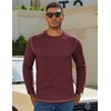 image:imageCOOFANDY Mens Long Sleeve T Shirts Cotton Crew Neck Heavyweight Tee Shirts Color Block Casual Pullover ShirtDark Red