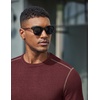 image:imageCOOFANDY Mens Long Sleeve T Shirts Cotton Crew Neck Heavyweight Tee Shirts Color Block Casual Pullover ShirtDark Red