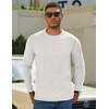 image:imageCOOFANDY Mens Long Sleeve T Shirts Cotton Crew Neck Heavyweight Tee Shirts Color Block Casual Pullover ShirtWhite