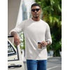 image:imageCOOFANDY Mens Long Sleeve T Shirts Cotton Crew Neck Heavyweight Tee Shirts Color Block Casual Pullover ShirtWhite