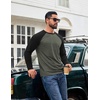 image:imageCOOFANDY Mens Long Sleeve Tee Shirts Casual Crewneck Raglan TShirts Stretchy Baseball Pullover Tee02 Deep Military Green