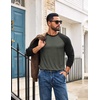 image:imageCOOFANDY Mens Long Sleeve Tee Shirts Casual Crewneck Raglan TShirts Stretchy Baseball Pullover Tee02 Deep Military Green