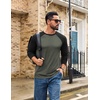 image:imageCOOFANDY Mens Long Sleeve Tee Shirts Casual Crewneck Raglan TShirts Stretchy Baseball Pullover Tee02 Deep Military Green