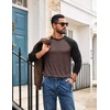 image:imageCOOFANDY Mens Long Sleeve Tee Shirts Casual Crewneck Raglan TShirts Stretchy Baseball Pullover TeeBrown
