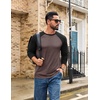 image:imageCOOFANDY Mens Long Sleeve Tee Shirts Casual Crewneck Raglan TShirts Stretchy Baseball Pullover TeeBrown