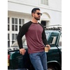 image:imageCOOFANDY Mens Long Sleeve Tee Shirts Casual Crewneck Raglan TShirts Stretchy Baseball Pullover TeeJujube Red