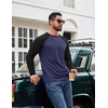 image:imageCOOFANDY Mens Long Sleeve Tee Shirts Casual Crewneck Raglan TShirts Stretchy Baseball Pullover TeeNavy Blue