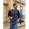 image:imageCOOFANDY Mens Long Sleeve Tee Shirts Casual Crewneck Raglan TShirts Stretchy Baseball Pullover TeeNavy Blue