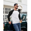 image:imageCOOFANDY Mens Long Sleeve Tee Shirts Casual Crewneck Raglan TShirts Stretchy Baseball Pullover TeeWhite