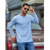 image:imageCOOFANDY Mens Long Sleeve Tee Shirts Cotton Casual Basic TShirtsLight Blue