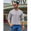 image:imageCOOFANDY Mens Long Sleeve Tee Shirts Cotton Casual Basic TShirtsLight Gray