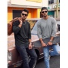 image:imageCOOFANDY Mens Long Sleeve Tee Shirts Cotton Vintage Washed T Shirts Relaxed Fit Basic TeesBlack  Light Grey
