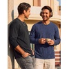image:imageCOOFANDY Mens Long Sleeve Tee Shirts Cotton Vintage Washed T Shirts Relaxed Fit Basic TeesBlack  Navy Blue