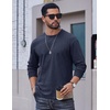 image:imageCOOFANDY Mens Long Sleeve Tee Shirts Cotton Vintage Washed T Shirts Relaxed Fit Basic TeesBlack  Navy Blue