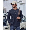 image:imageCOOFANDY Mens Long Sleeve Tee Shirts Cotton Vintage Washed T Shirts Relaxed Fit Basic TeesBlack  Navy Blue