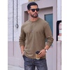 image:imageCOOFANDY Mens Long Sleeve Tee Shirts Cotton Vintage Washed T Shirts Relaxed Fit Basic TeesKhaki