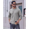 image:imageCOOFANDY Mens Long Sleeve Tee Shirts Cotton Vintage Washed T Shirts Relaxed Fit Basic TeesLight Grey