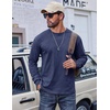 image:imageCOOFANDY Mens Long Sleeve Tee Shirts Cotton Vintage Washed T Shirts Relaxed Fit Basic TeesNavy Blue