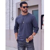 image:imageCOOFANDY Mens Long Sleeve Tee Shirts Cotton Vintage Washed T Shirts Relaxed Fit Basic TeesNavy Blue