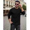 image:imageCOOFANDY Mens Long Sleeve Tee Shirts Stretch Crew Neck Tee Shirts Casual T Shirts for Men2 Pack Blackwhite