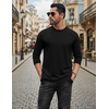 image:imageCOOFANDY Mens Long Sleeve Tee Shirts Stretch Crew Neck Tee Shirts Casual T Shirts for MenBlack