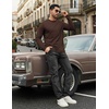 image:imageCOOFANDY Mens Long Sleeve Tee Shirts Stretch Crew Neck Tee Shirts Casual T Shirts for MenBrown