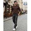 image:imageCOOFANDY Mens Long Sleeve Tee Shirts Stretch Crew Neck Tee Shirts Casual T Shirts for MenBrown
