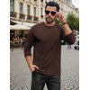 image:imageCOOFANDY Mens Long Sleeve Tee Shirts Stretch Crew Neck Tee Shirts Casual T Shirts for MenBrown