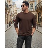 image:imageCOOFANDY Mens Long Sleeve Tee Shirts Stretch Crew Neck Tee Shirts Casual T Shirts for MenBrown