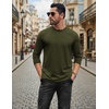 image:imageCOOFANDY Mens Long Sleeve Tee Shirts Stretch Crew Neck Tee Shirts Casual T Shirts for MenDark Army Green
