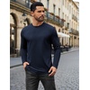 image:imageCOOFANDY Mens Long Sleeve Tee Shirts Stretch Crew Neck Tee Shirts Casual T Shirts for MenDark Blue