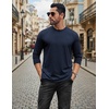 image:imageCOOFANDY Mens Long Sleeve Tee Shirts Stretch Crew Neck Tee Shirts Casual T Shirts for MenDark Blue