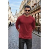 image:imageCOOFANDY Mens Long Sleeve Tee Shirts Stretch Crew Neck Tee Shirts Casual T Shirts for MenDeep Red