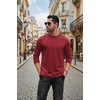 image:imageCOOFANDY Mens Long Sleeve Tee Shirts Stretch Crew Neck Tee Shirts Casual T Shirts for MenDeep Red