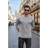 image:imageCOOFANDY Mens Long Sleeve Tee Shirts Stretch Crew Neck Tee Shirts Casual T Shirts for MenHeather Grey