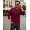 image:imageCOOFANDY Mens Long Sleeve Tee Shirts Stretch Crew Neck Tee Shirts Casual T Shirts for MenWine Red