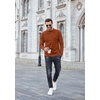 image:imageCOOFANDY Mens Mock Neck Sweater Lightweight Ribbed Knit Casual PulloverCaramel