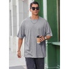 image:imageCOOFANDY Mens Oversized T Shirt Loose Fit Vintage Washed Tee Casual Streetwear Unisex Short Sleeve Heavy Cotton TopLight Grey