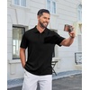 image:imageCOOFANDY Mens Polo Shirt Casual Short Sleeve Textured Knit Polo Golf ShirtsBlack
